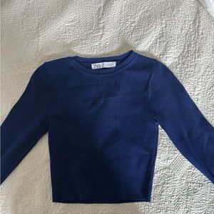 Zara Knit Long-sleeve in Navy Blue